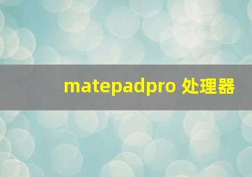 matepadpro 处理器